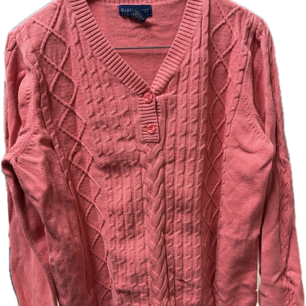 Karen Scott Women's Coral V-Neck Sweater